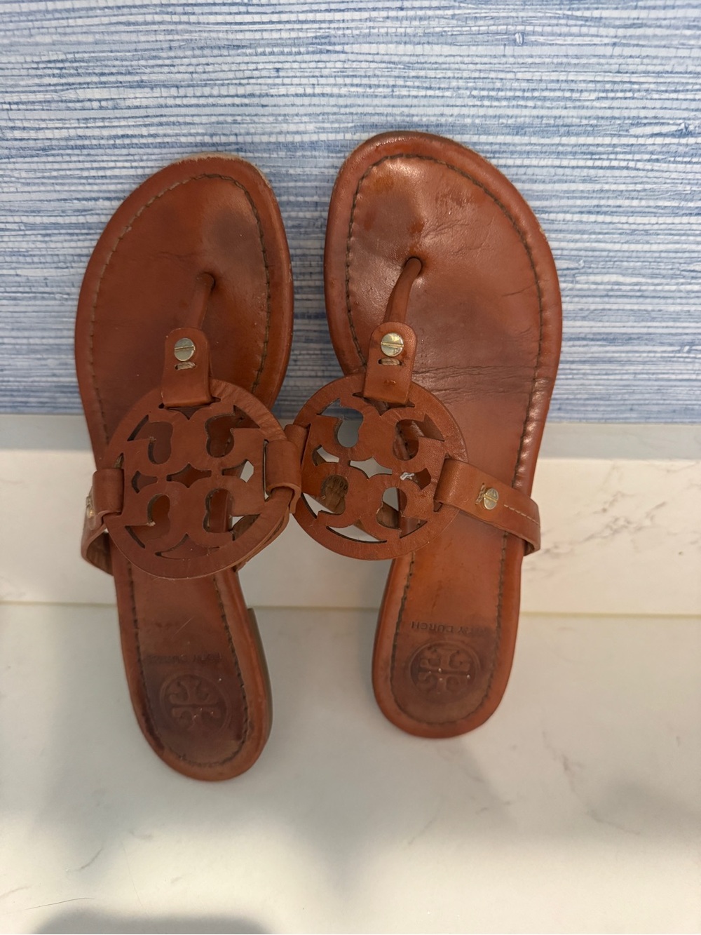 Brown Leather Tory Burch Thong Sandals - Women